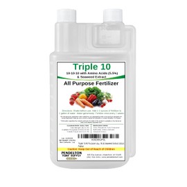 Triple 10 All Purpose Liquid Fertilizer 10-10-10 with Amino Acids (5.5%) & Seaweed Extract (32oz)