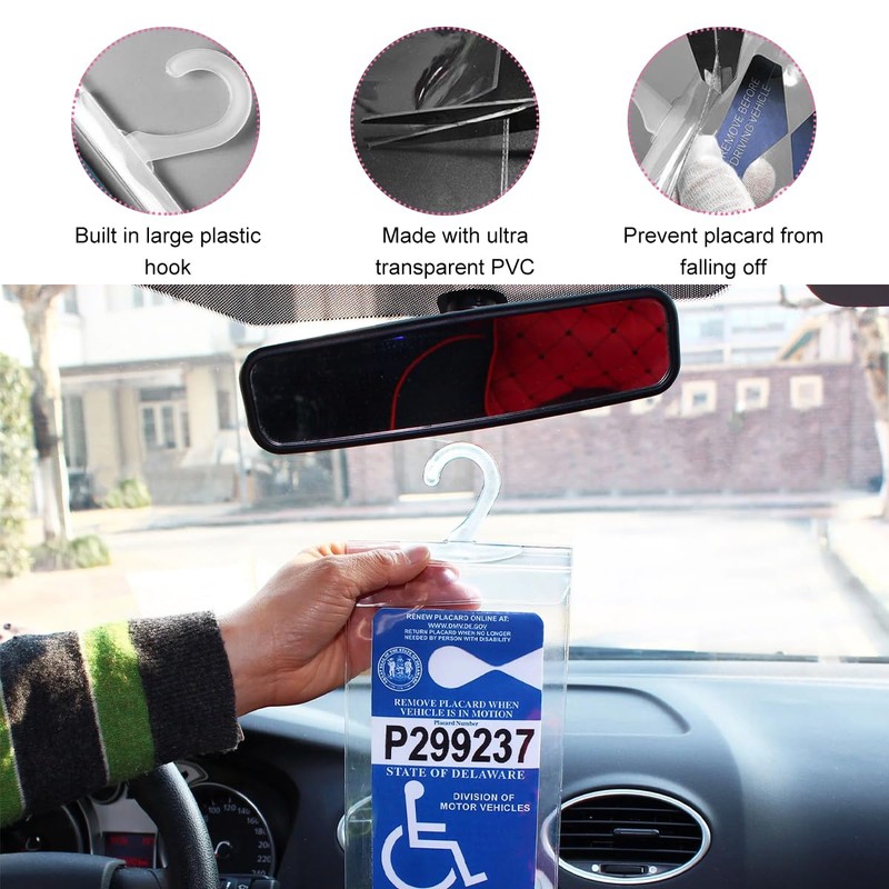 Ohleats 2PCS Handicap Placard Holder for Car, Transparent Disabled Parking