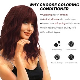 SOVONCARE Merlot Hair Color Depositing Conditioner 5.28 OZ,Clenditioner Hair Dye,Cruelty-Free