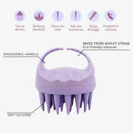 TADA Natural Beauty Long Bristle Shampoo Brush I Scalp Scrubber Head Massager (Lavender)
