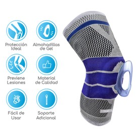 Canotagio Rodillera de Gel. Rodillera Manga de Soporte para Pierna de Compresión Acolchada con Gel. Brinda Estructura de Soporte Perfecta para Prevención y Recuperación de Lesiones. Para Correr, Gym , Ciclismo o Cualquier Deporte. (Gris, M)