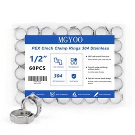 MGYOO 1/2 inch Pex Clamps 250pcs Pex Crimp Rings Single Ear Hose Clamps Stainless Steel Pex Fittings Cinch Clamp Ring for PEX Pipe Tubing