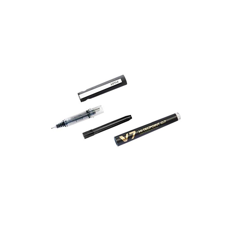 Pilot V7 Hi-Tecpoint Refillable Pen - Black (Pack of 10)