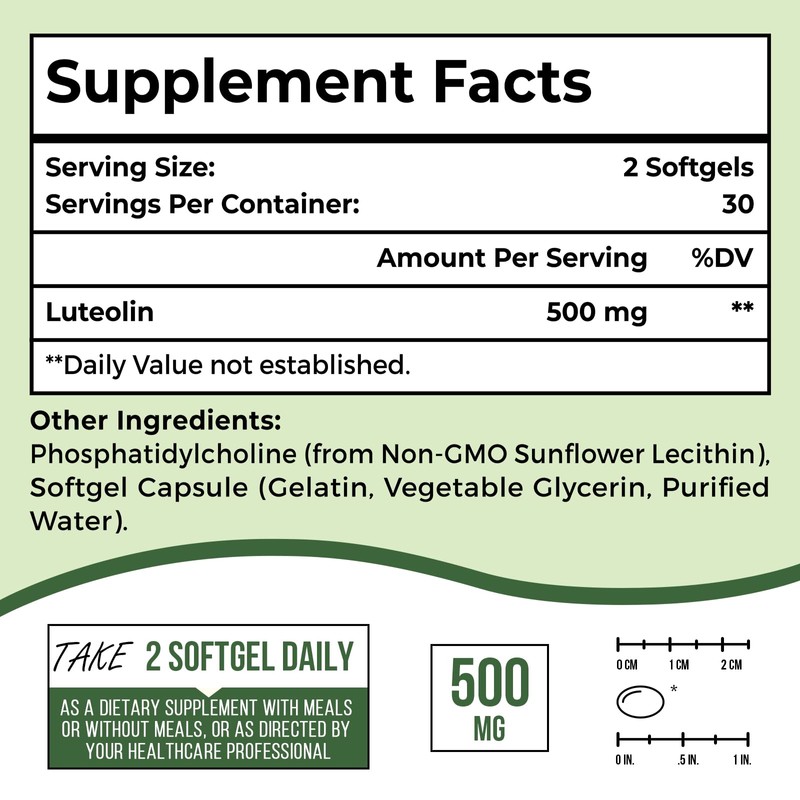 Ulmubra Liposomal Luteolin 500MG, Maximum Absorption, Potent Flavonoid, 60 Softgels,