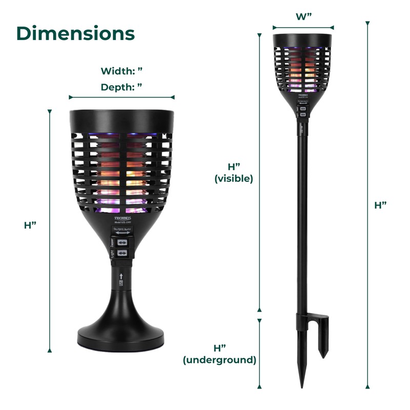 Techko Solar Zapper Torch with 360º Easy-Clean Brush - Outdoor