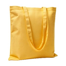 POLHIM Fabric Bag 38 x 42 cm 145 g/m² | 100% Cotton Blank | Long Handle 70 cm | for Painting | Shopping Bag | Jute Bag Alternative, yellow