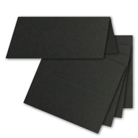 FarbenFroh by GUSTAV NEUSER 25 x Place Cards in Black, 4.5 x 10 cm, 240 g/m², Blank Double Cards with Stable Stand, Ideal as Place Cards and Name Cards