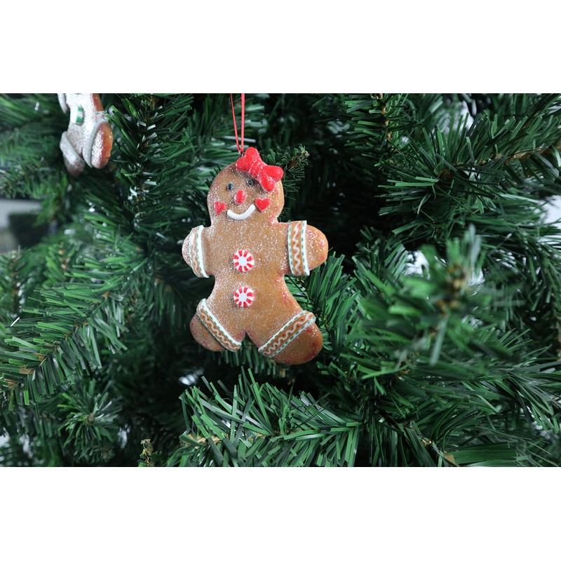 SHATCHI Christmas Tree Hanging Decorations Traditional Gingerbread Cookie Couple Man