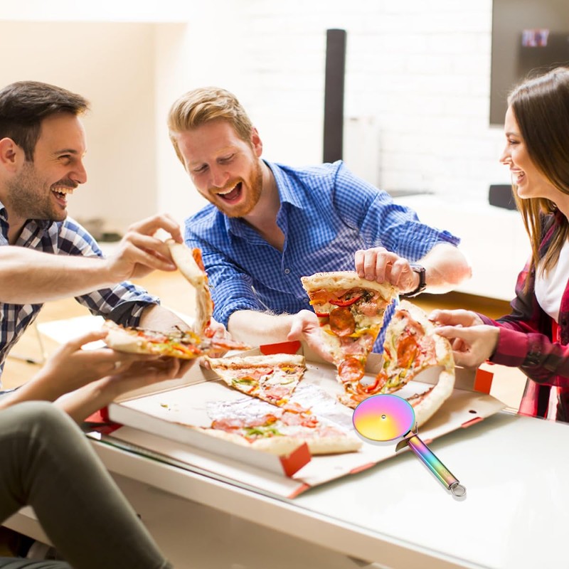 Berglander Pizza Wheel, Rainbow Titanium Plating Stainless Steel Pizza Cutter,