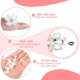 COYUN Pack of 10 White Mini Flowers Hair Clips with Rhinestones, Cute Hair Clips, Flower Hair Pins, Decorative Hair Clips, Wedding Hair Clips, Hair Clip Flower, Flower Hair Accessories