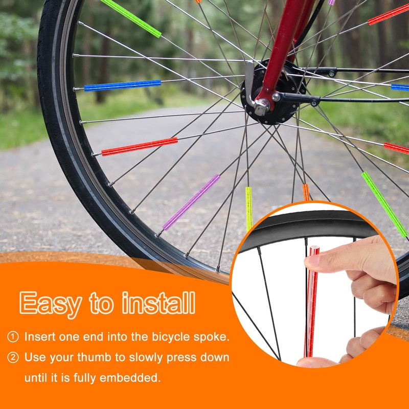HARFINGTON 72pcs Bike Reflective Spoke Skins 0.2" Plastic Bicycle Spoke