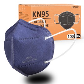 OIWR KN95 Face Mask 100 Pcs, Individually Wrapped, 5-Ply Breathable Navy Blue KN95 Masks Against PM2.5, Disposable Face Masks, Filter Efficiency≥95%