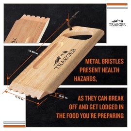 Traeger Grills BAC454 Wooden Grill Scraper – Solid Hardwood Grill Grate Cleaner, Compatible with Pro Series, Ironwood, and Timberline Grills, Safe Bristle-Free Grill Cleaning Accessory