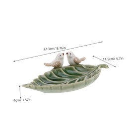 Ipetboom Cute Bird Leaf Ceramic Trinket Dish Decorative Jewelry Tray for Vanity Organization Multifunctional Holder for Rings Necklaces and Trinkets Aesthetic Home Decor
