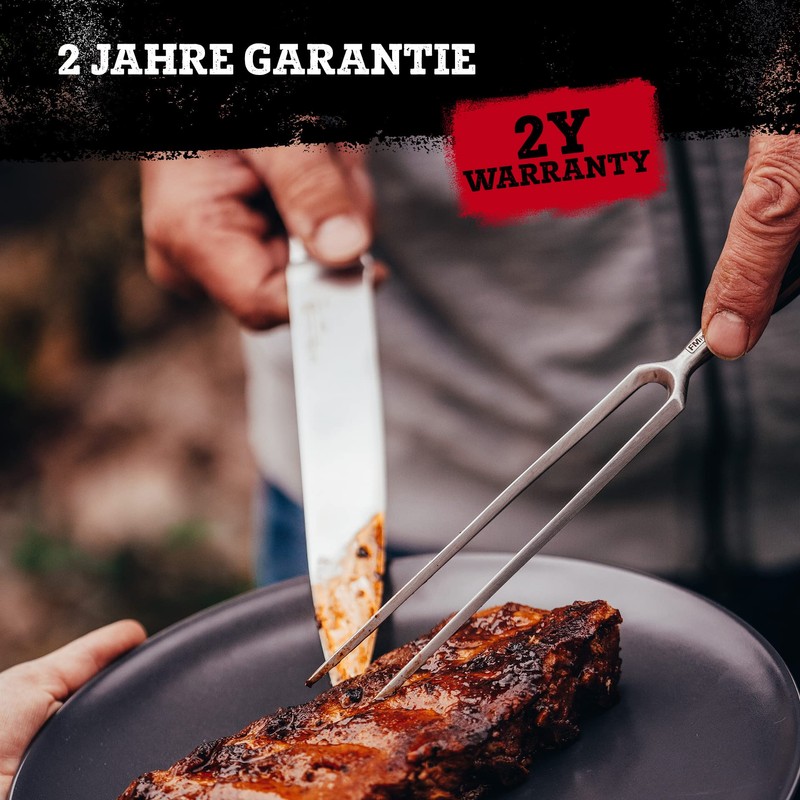 FMprofessional Fleischgabel, Tranchiergabel mit geschmiedetem Funktionsteil aus hochwertigem Edelstahl, robuste