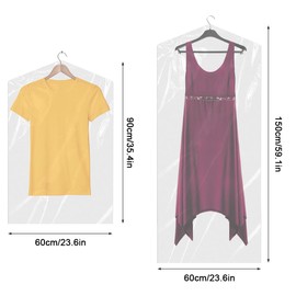 20 Pack Garment Bags for Hanging Clothes, 2 Sizes, Clear Plastic Garment Bags Dry Cleaning Laundry Bags Dust-proof Garment Covers Use for Travel, Dry Cleaner, Home Storage (60x90cm & 60 x 150cm)