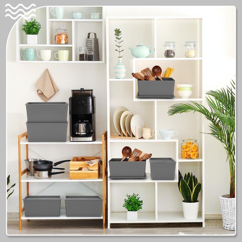 Menkxi 6 Pcs Storage Bins with Lids Small Plastic Storage