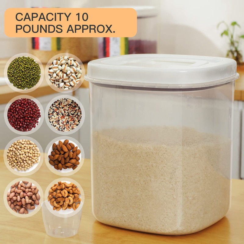 LivLab Rice Container 25 lbs,10.5 Qt/10 L/25 lbs Rice Dispenser