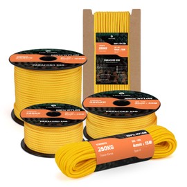 Kamu Synber 550 Paracord 4mm 30m Type III 7 Strands 100% Nylon Rope Parachute Cord Ideal for Crafting, DIY, Camping, Survival, Outdoor | Support 250kg | Golden Yellow
