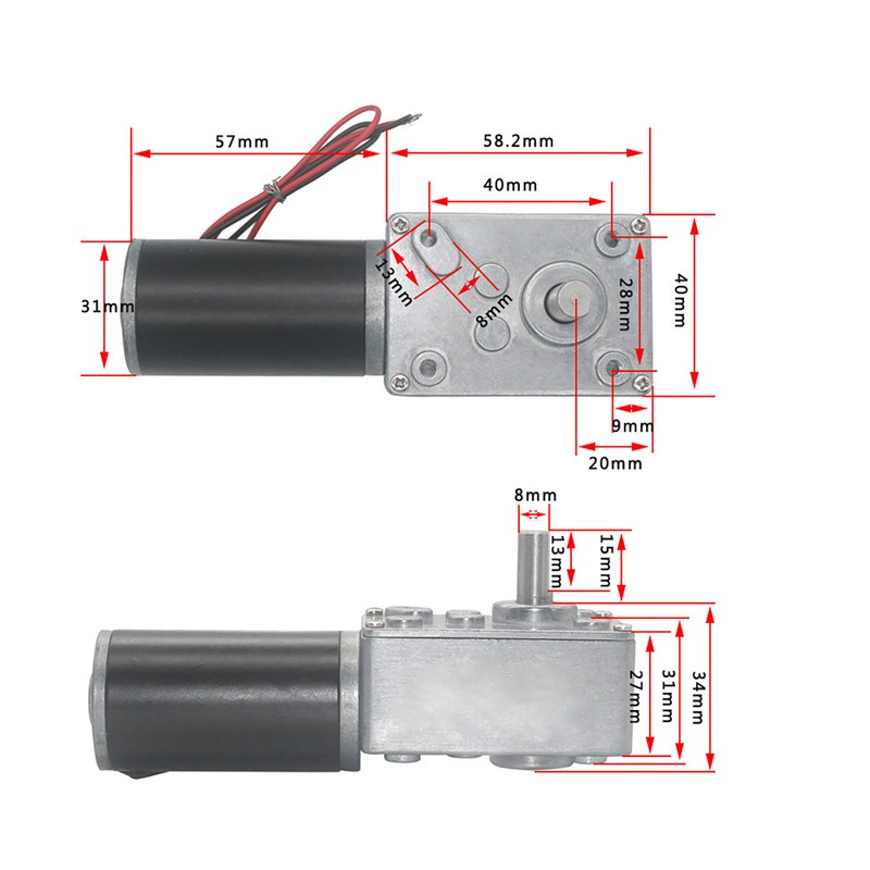 Speed Reduce Electric Gearbox Motor Reversible Worm Gear Motor 8mm