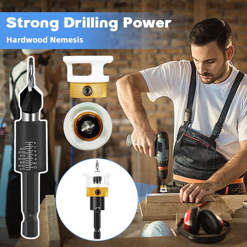 Countersink Drill Bit Set Depth Stop Practical Countersink Wood Drill