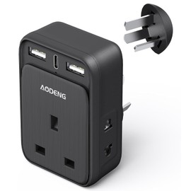 UK to Australia Plug Adapter, AODENG Australian Travel Adapter with 2 USB Ports and 1 30W Type C(5V/3.4A) and 2 Shaver Plug Input for UK to Australian New Zealand Fiji and more (Type I)