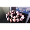 RAYON Pink Black Rhodonite Bead Bracelet for Men or Women