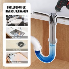 POPULO 120V Auto Feed Drain Auger,23 FT Drain Snake Suitable For 3/4"-2" Pipes For Unclogging Sinks,Shower Floor Drain and Outdoor Drain Pipe.Plumbers Snake Cleaner Include Glove,Cloth Bag