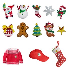 Patches Christmas Decoration, Pack of 10 Embroidered Patches Christmas, Santa Appliques, Patches Children Christmas, for Backpacks, Clothing, Jeans