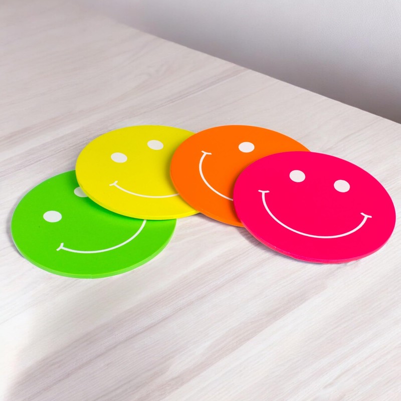 MIJOMA Set of 4 Smile Design Wooden Coasters - Neon
