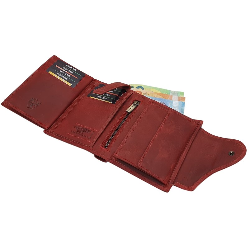 myledershop Full Cowhide Leather Women's Portrait Format Wallet/Purse with Outer
