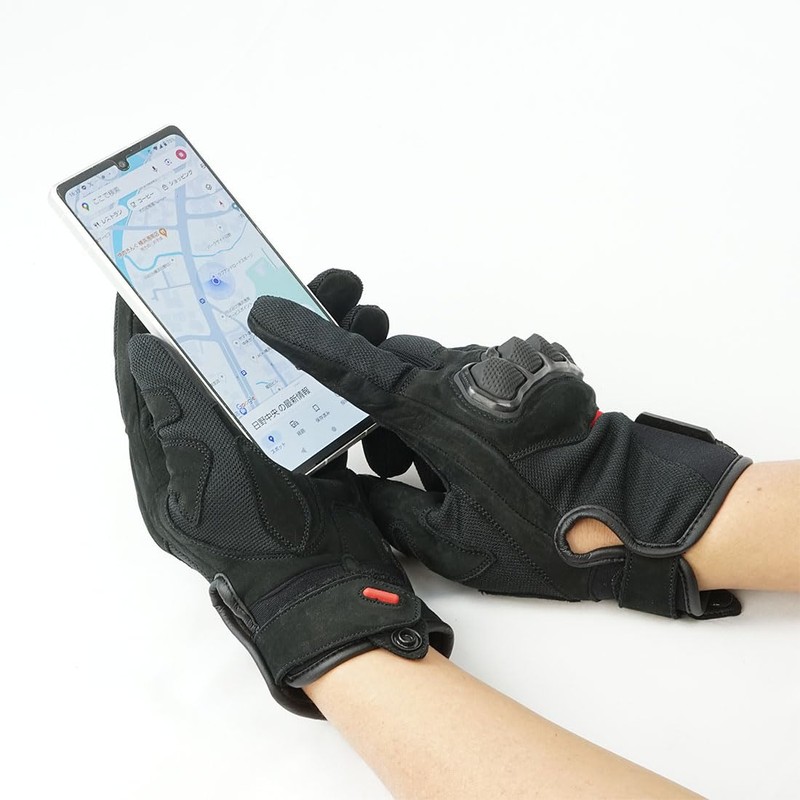 ROUGH & ROAD Motorcycle Knuckle Guard Gloves Black/Red M RR8030BK/RD2