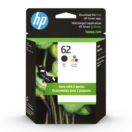 HP N9H64FN 62 Black & Tri-color Original Ink Cartridges, 2 Cartridges (C2P04AN, C2P06AN)