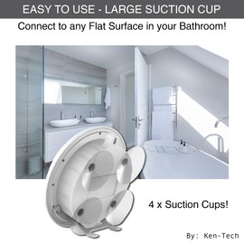 KEN-TECH Sonnet Shower Clock for Bathroom and Kitchen - Large Digital Display Shows Time, Date, Day of The Week and Temperature. Large Suction Cups, Hanging Hole, and Kick Stand - Atomic Clock