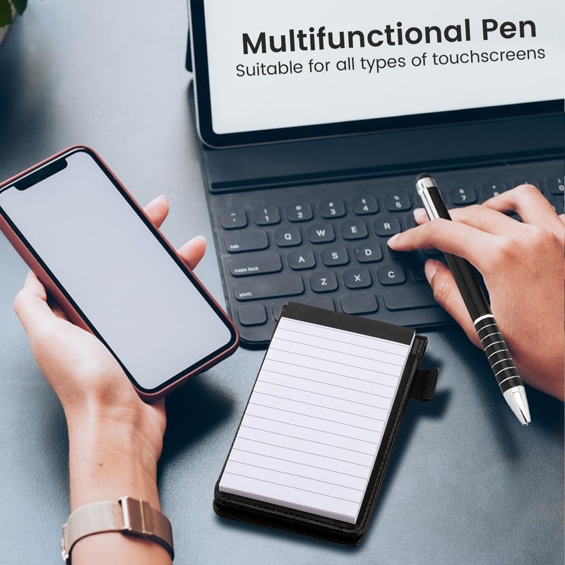 YHTCC 8 Pcs Leather Small Notebook Set With Metal Pen,