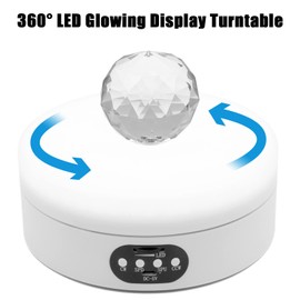 fotoconic Glowing LED Motorized Rotating Display Stand, 6.3"/16cm Rotary Turntable for Wine, Collectible, Artwork Sculpture, Bottle Product Display 360 Photography