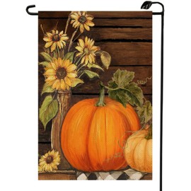 Thanksgiving Pumpkin Sunflower Fall Garden Flag 12x18 Inch Double Sided Seasonal Autumn Harvest Farmhouse Small Flag Outside Decorations For Yard QJ30