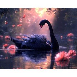 OKSGYTA Paint by Numbers, Swan Swimming in Twilight, Adult Crafts Adult Paint by Number Kits, Arts Crafts for Home Decor (No Frame, 16x20 Inch)