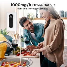 High-output 1000mg/h Ozone Bubbler for Purifying Water and Air,Multipurpose Ozone Machine with Negative Ion and Timer,Portable Water Ozonator for Food F&V Home Hunting Cold Plunge Bathroom