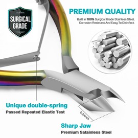 Cuticle Cutter with Cuticle Pusher - RONAVO Cuticle Trimmer Cuticle Nipper Professional Stainless Steel Cuticle Scissors Cutter Clippers Durable Pedicure Manicure Tools Cuticle Remover Tool