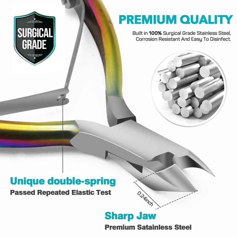 Cuticle Cutter with Cuticle Pusher - RONAVO Cuticle Trimmer Cuticle