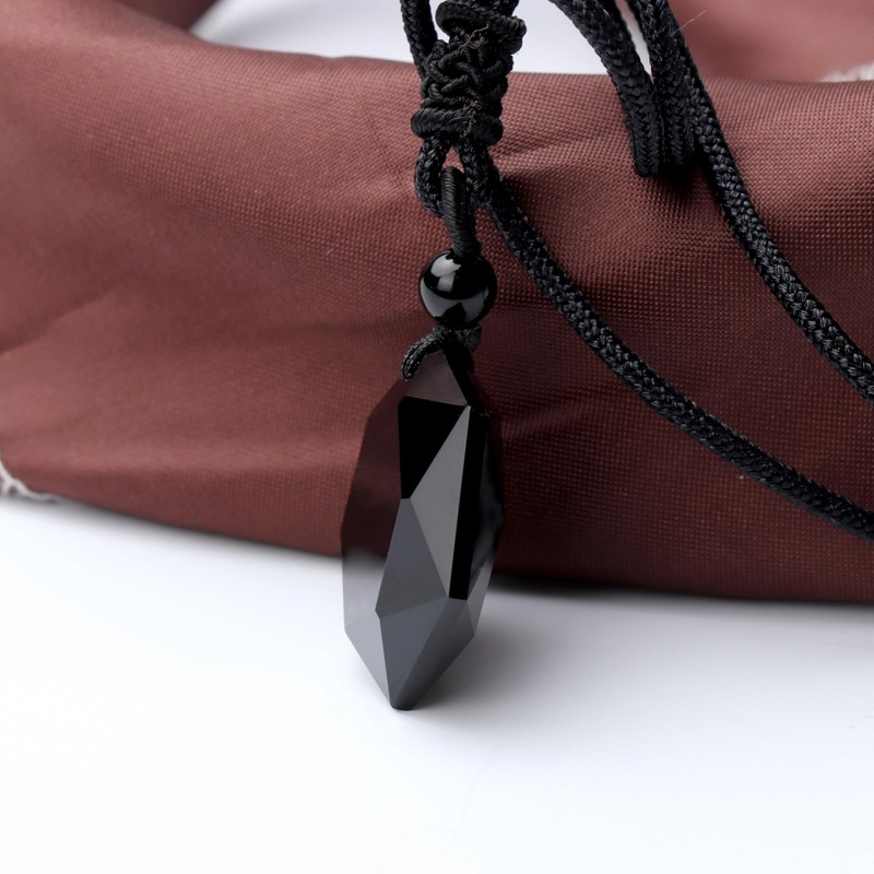 [Qicarkey] Fashion Hexagon Black Blessing Lucky Amulet Obsidian Pendant