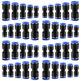 40 Pcs Quick Connect Straight Push Connectors,5/32" 1/4" 5/16" 3/8" 1/2 inch OD Push-to-Connect fittings,Quick Release Pneumatic Air Line Hose Fittings Kit Connector for 4mm 6mm 8mm 10mm 12mm OD Tube