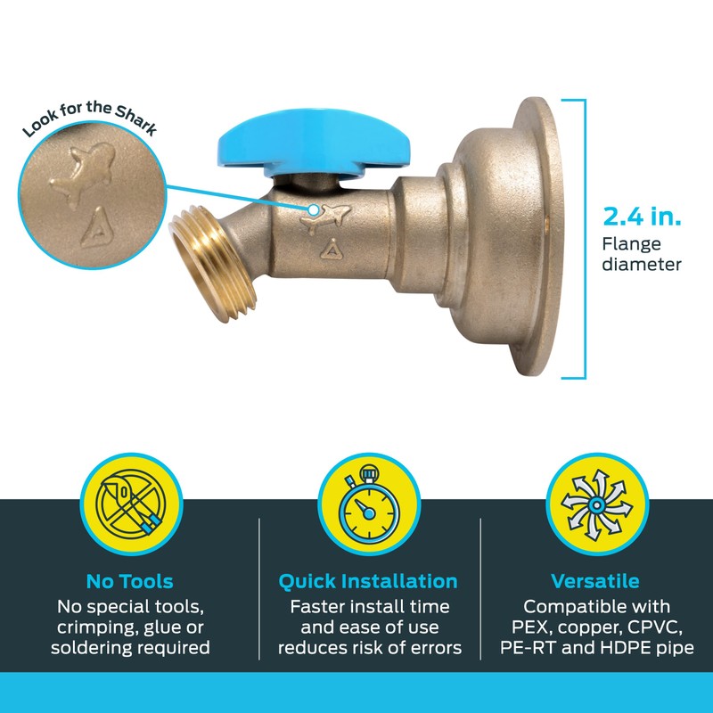 SharkBite 3/4 x 3/4 Inch MHT 45 Degree Hose Bibb,