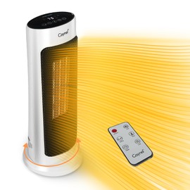 CAYNEL Home Oscillating Tower Ceramic Heater with Adjustable Thermostat, 12-Hour Timer and Safety Lock, Tip-Off Switch and Overheat Protection for Home and Home Office Areas, White