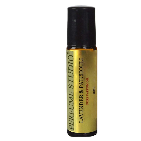 Lavender and Patchouli Roll On Perfume Oil. 10ml Amber Glass Roller Bottle.