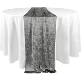 Elegant Event Essentials - Crushed Velvet Party Long Table Runner - For Spring Party, Wedding, Reception, Banquet, Home Dining Space Christmas Decoration (12” x 108”/30.48 x 274.32cm) - Grey