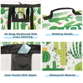 Cactus Laundry Bag Backpack with Dirty Clothes Organizer Extra Large Heavy Duty Shoulder Straps for Camp College Dorm Room Essentials for Girls