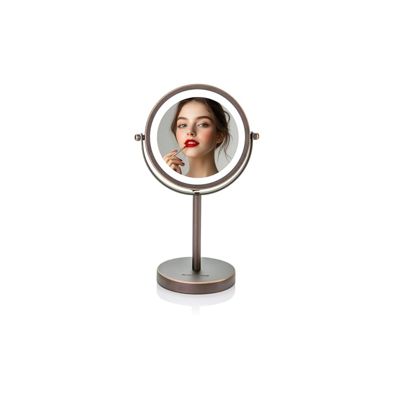 Ovente MLT60ABZ1X7X Espejo de Tocador Iluminado 7X 360° Doble Cara