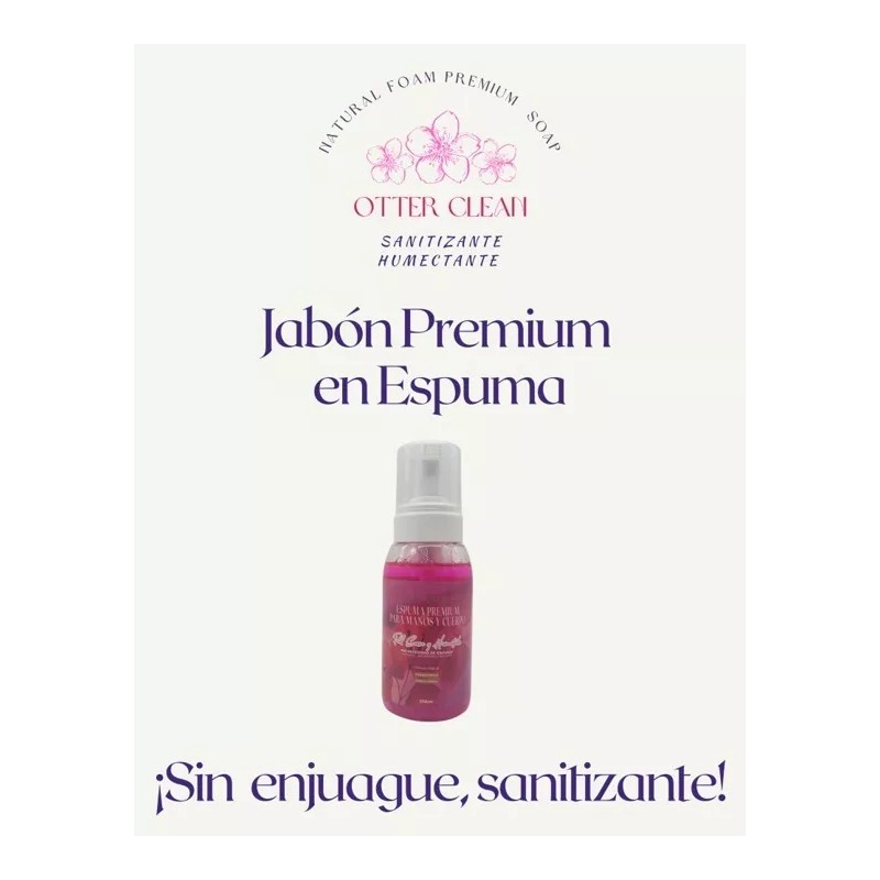 OTTER CLEAN Jabón En Espuma Premium Sanitizante Humectante, Sin Enjuague